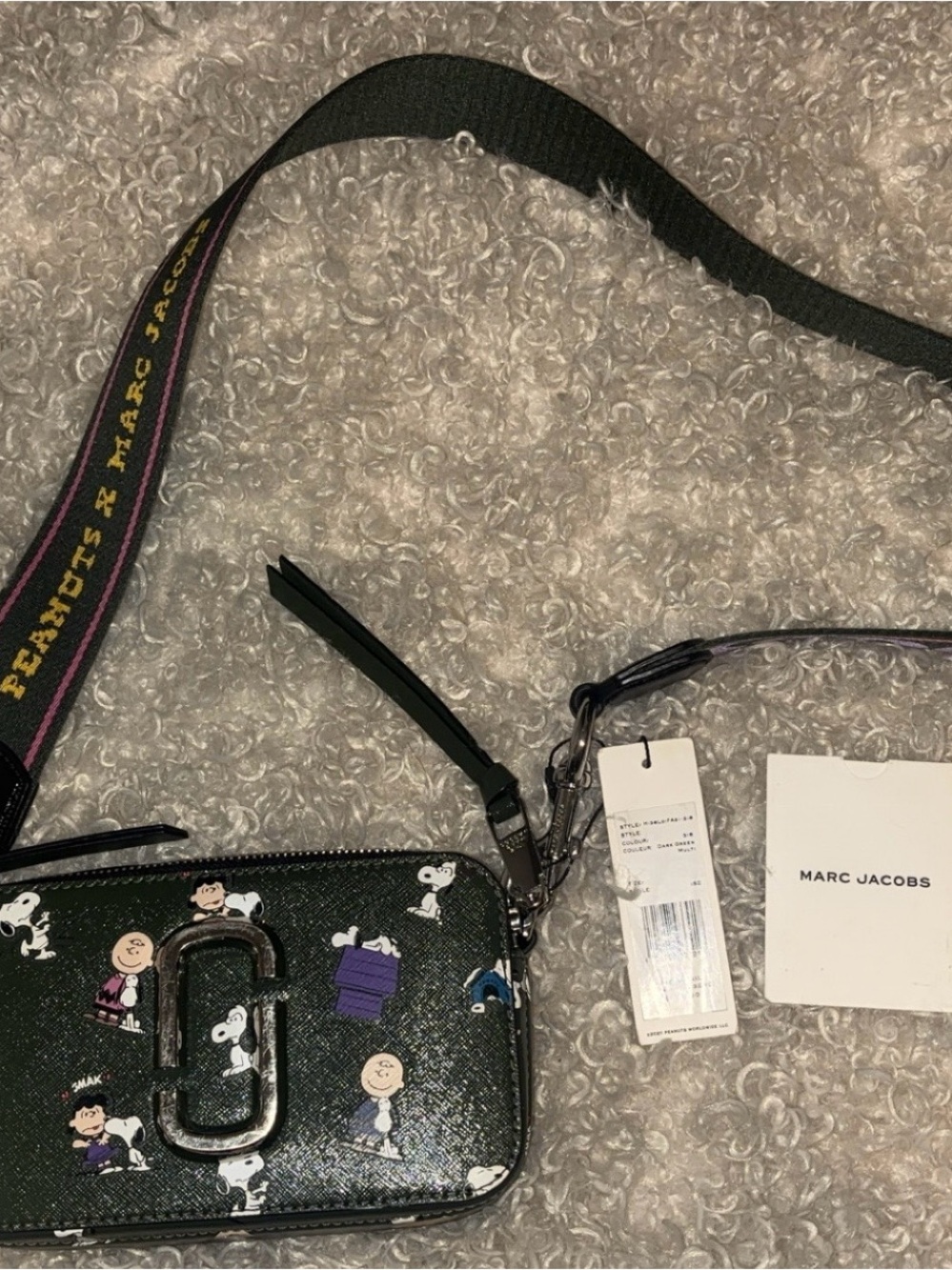 Marc Jacobs Black Peanuts Snapshot Crossbody with Purple Accents